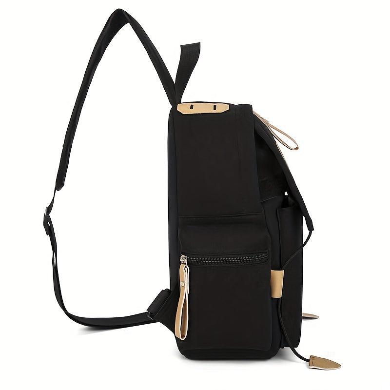 Casual Letter Patched Backpack All Match School Zipper Bag Women's