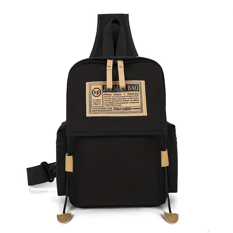 Casual Letter Patched Backpack All Match School Zipper Bag Women's