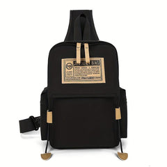 Casual Letter Patched Backpack All Match School Zipper Bag Women's