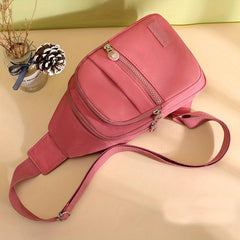 Lightweight Nylon Sling Bag Zipper Front Crossbody Purse