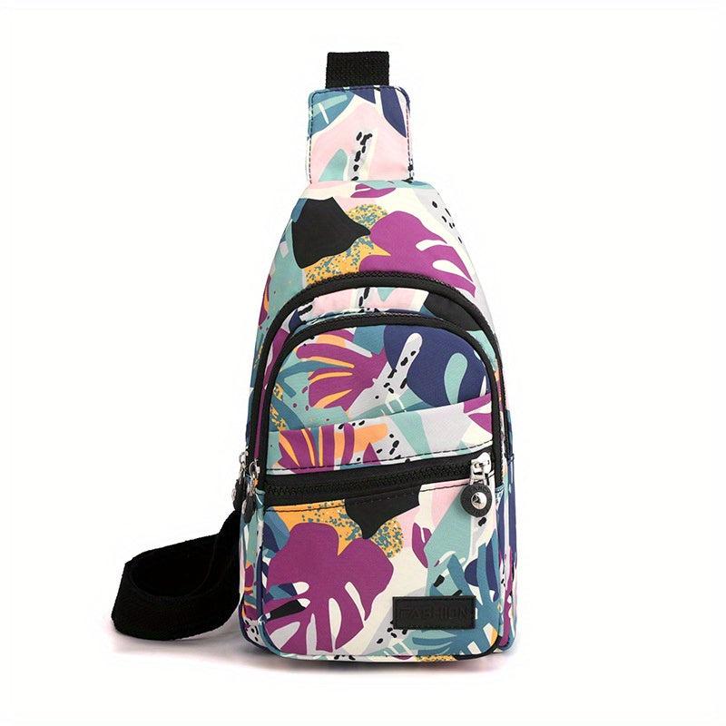Lightweight Nylon Sling Bag Zipper Front Crossbody Purse