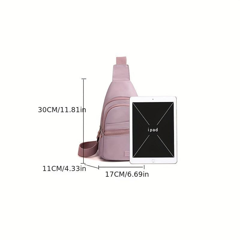 Lightweight Nylon Sling Bag Zipper Front Crossbody Purse