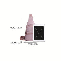 Lightweight Nylon Sling Bag Zipper Front Crossbody Purse