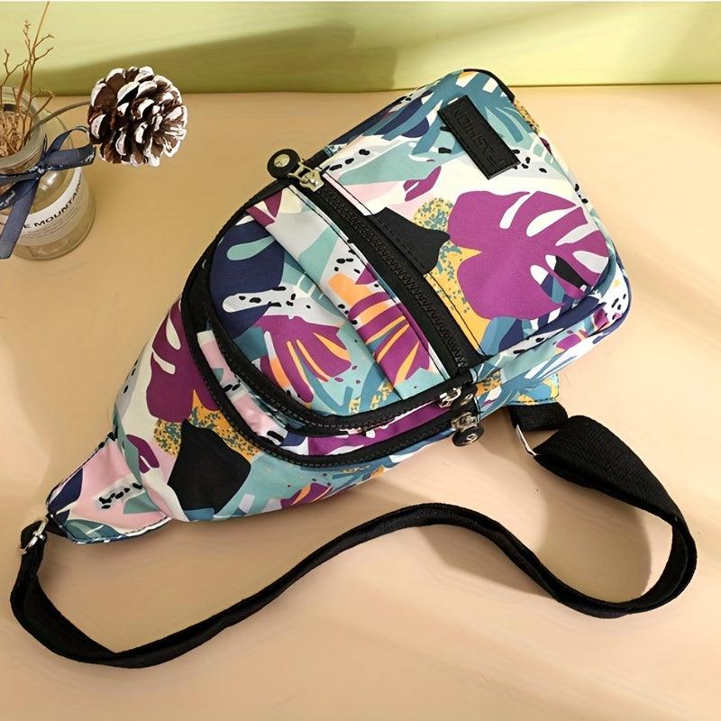 Lightweight Nylon Sling Bag Zipper Front Crossbody Purse