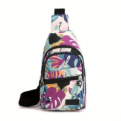 Lightweight Nylon Sling Bag Zipper Front Crossbody Purse