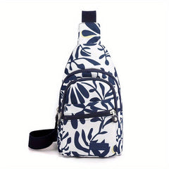 Lightweight Nylon Sling Bag Zipper Front Crossbody Purse