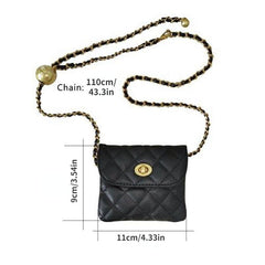 Mini Solid Square Crossbody Bag Turn Lock Chain Waist Bag