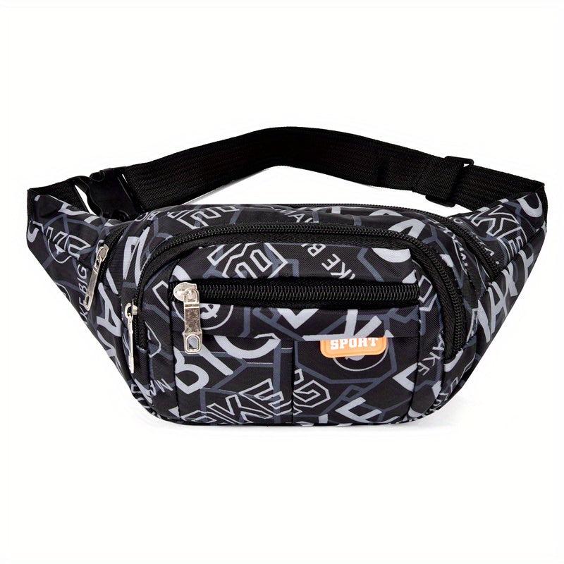 Letter Pattern Waist Bag Sports Zipper Belt Bag