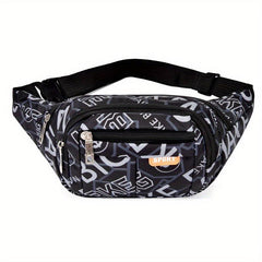 Letter Pattern Waist Bag Sports Zipper Belt Bag