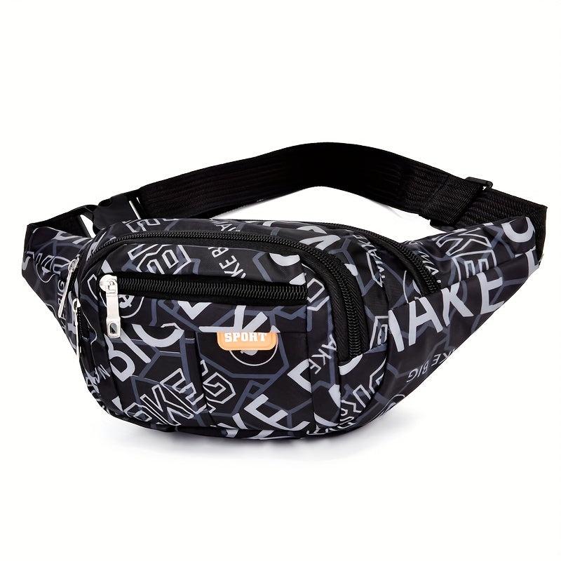 Letter Pattern Waist Bag Sports Zipper Belt Bag