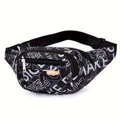Letter Pattern Waist Bag Sports Zipper Belt Bag