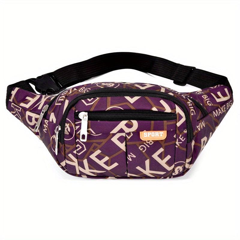 Letter Pattern Waist Bag Sports Zipper Belt Bag