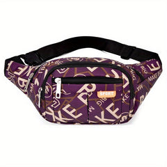 Letter Pattern Waist Bag Sports Zipper Belt Bag