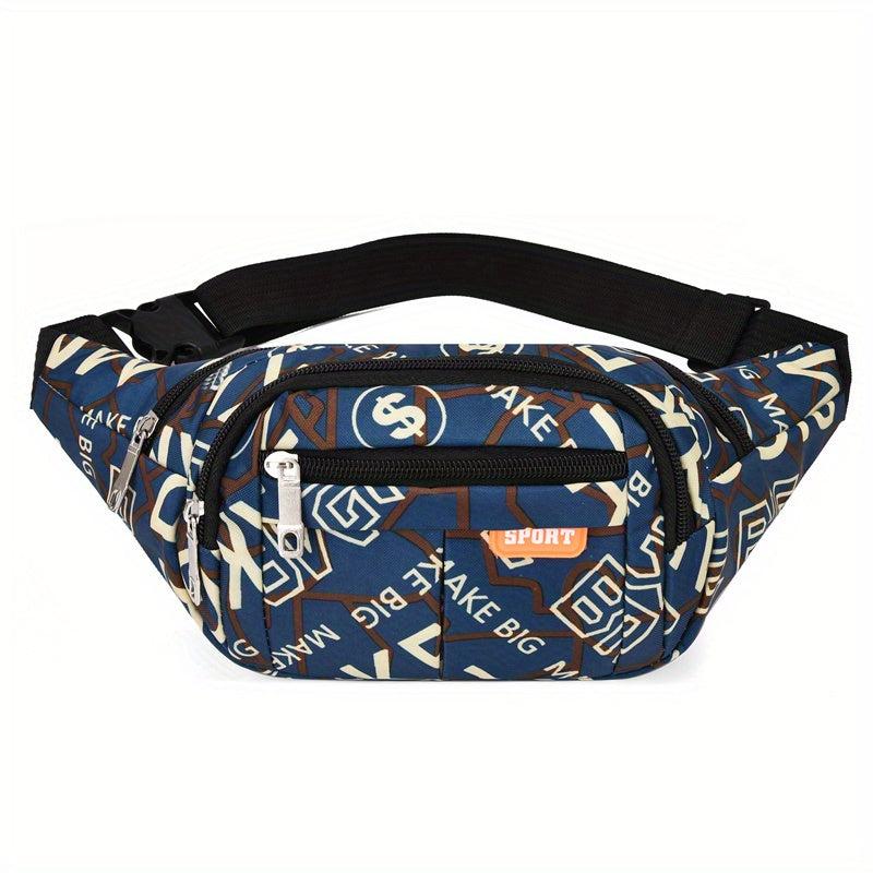 Letter Pattern Waist Bag Sports Zipper Belt Bag