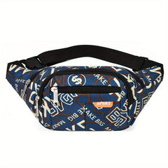 Letter Pattern Waist Bag Sports Zipper Belt Bag