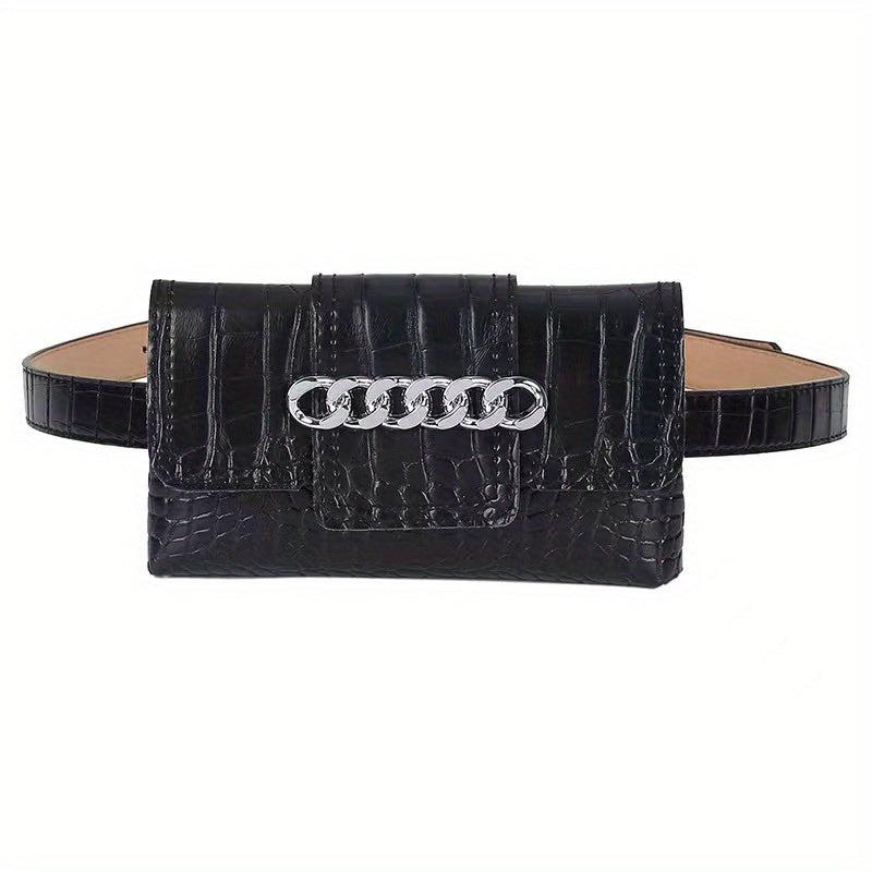 Stylish Snake Skin Pattern Waist Bag Mini Square Belt Bag