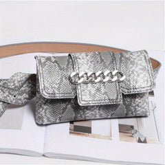 Stylish Snake Skin Pattern Waist Bag Mini Square Belt Bag