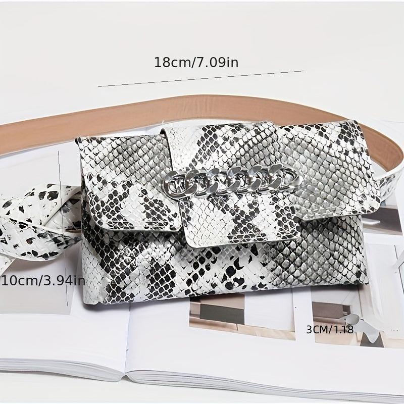 Stylish Snake Skin Pattern Waist Bag Mini Square Belt Bag