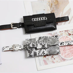 Stylish Snake Skin Pattern Waist Bag Mini Square Belt Bag
