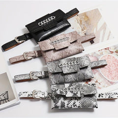 Stylish Snake Skin Pattern Waist Bag Mini Square Belt Bag