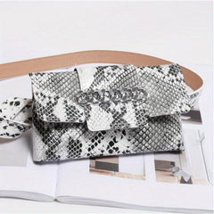 Stylish Snake Skin Pattern Waist Bag Mini Square Belt Bag