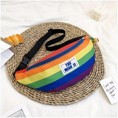 Rainbow Casual Fanny Pack Nylon Shoulder Bag Streetwear Chest Bag