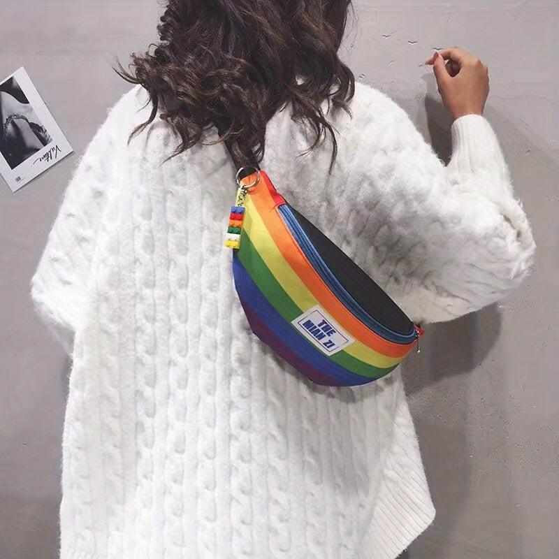 Rainbow Casual Fanny Pack Nylon Shoulder Bag Streetwear Chest Bag