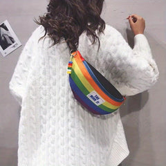 Rainbow Casual Fanny Pack Nylon Shoulder Bag Streetwear Chest Bag