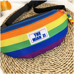 Rainbow Casual Fanny Pack Nylon Shoulder Bag Streetwear Chest Bag