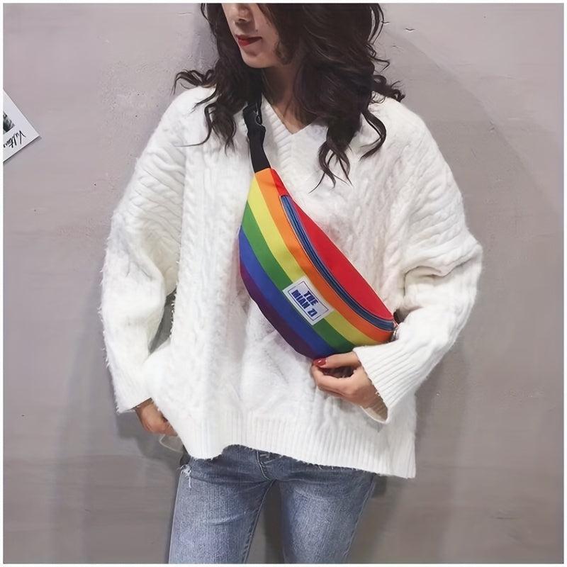 Rainbow Casual Fanny Pack Nylon Shoulder Bag Streetwear Chest Bag