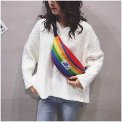 Rainbow Casual Fanny Pack Nylon Shoulder Bag Streetwear Chest Bag