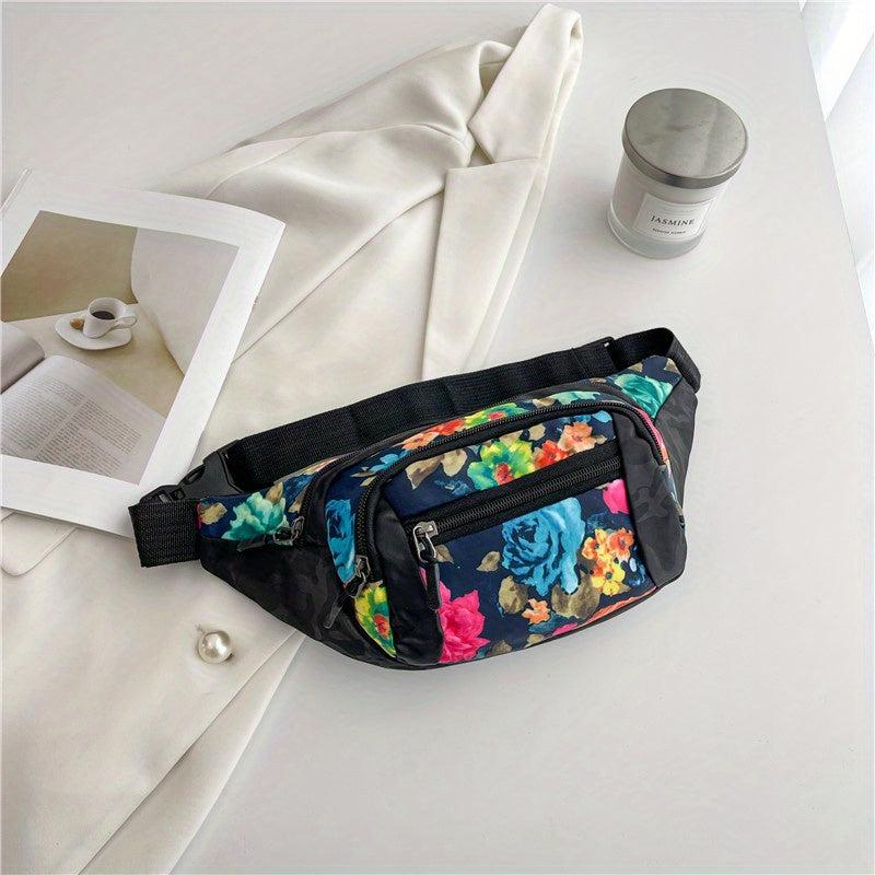 Vintage Ethnic Floral Print Chest Bag Zipper Crossbody Purse