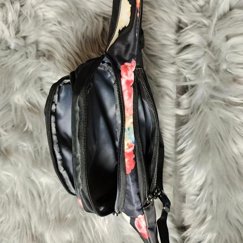 Vintage Ethnic Floral Print Chest Bag Zipper Crossbody Purse