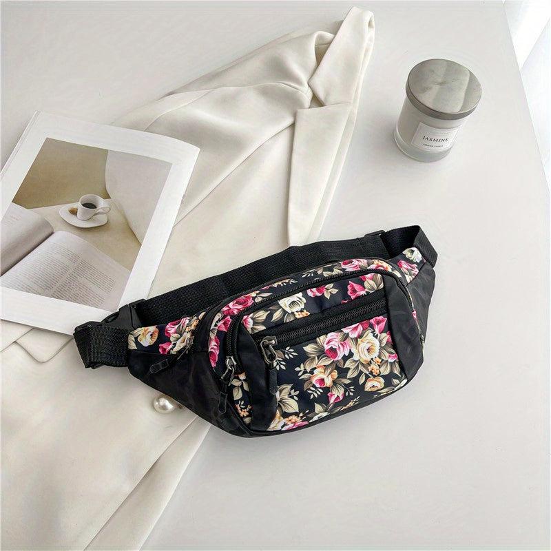 Vintage Ethnic Floral Print Chest Bag Zipper Crossbody Purse