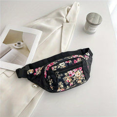 Vintage Ethnic Floral Print Chest Bag Zipper Crossbody Purse