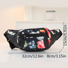 Vintage Ethnic Floral Print Chest Bag Zipper Crossbody Purse
