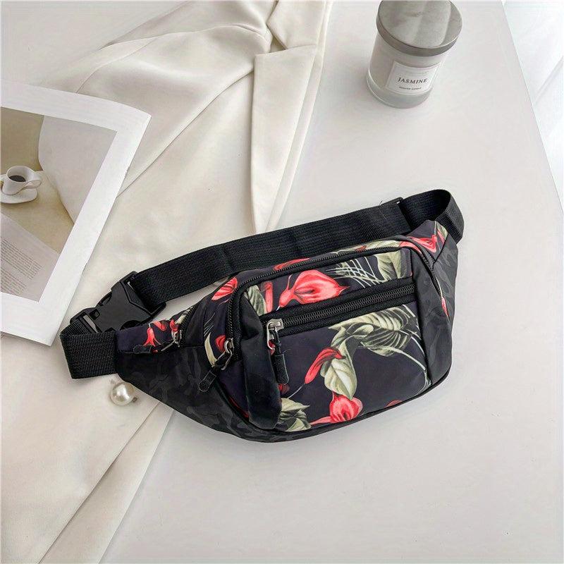 Vintage Ethnic Floral Print Chest Bag Zipper Crossbody Purse
