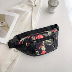 Vintage Ethnic Floral Print Chest Bag Zipper Crossbody Purse