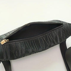 Wave Pattern Underarm Bag PU Leather Textured Fanny Pack