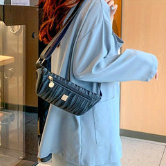 Wave Pattern Underarm Bag PU Leather Textured Fanny Pack