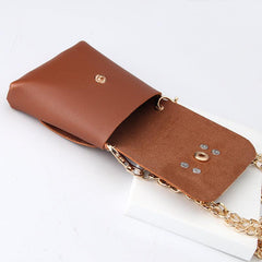 Mini Chain Crossbody Bag PU Leather Textured Bag Purse