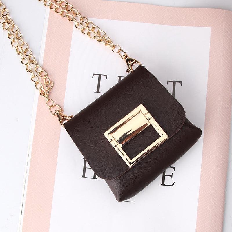 Mini Chain Crossbody Bag PU Leather Textured Bag Purse