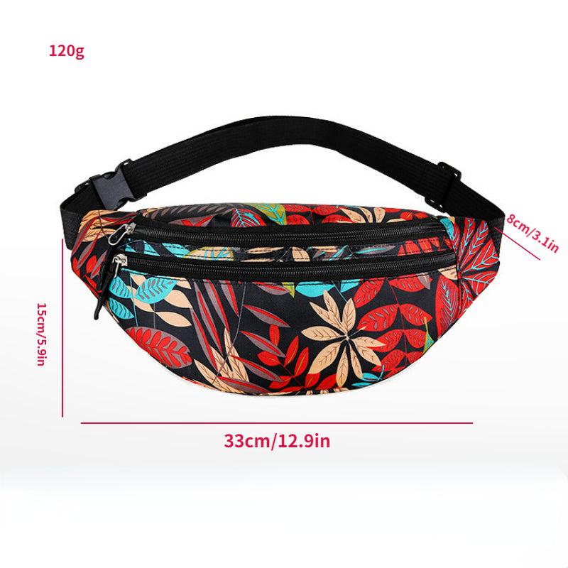 Print Durable Chest Bag Zipper Waist Pack Nylon Crossbody Bag