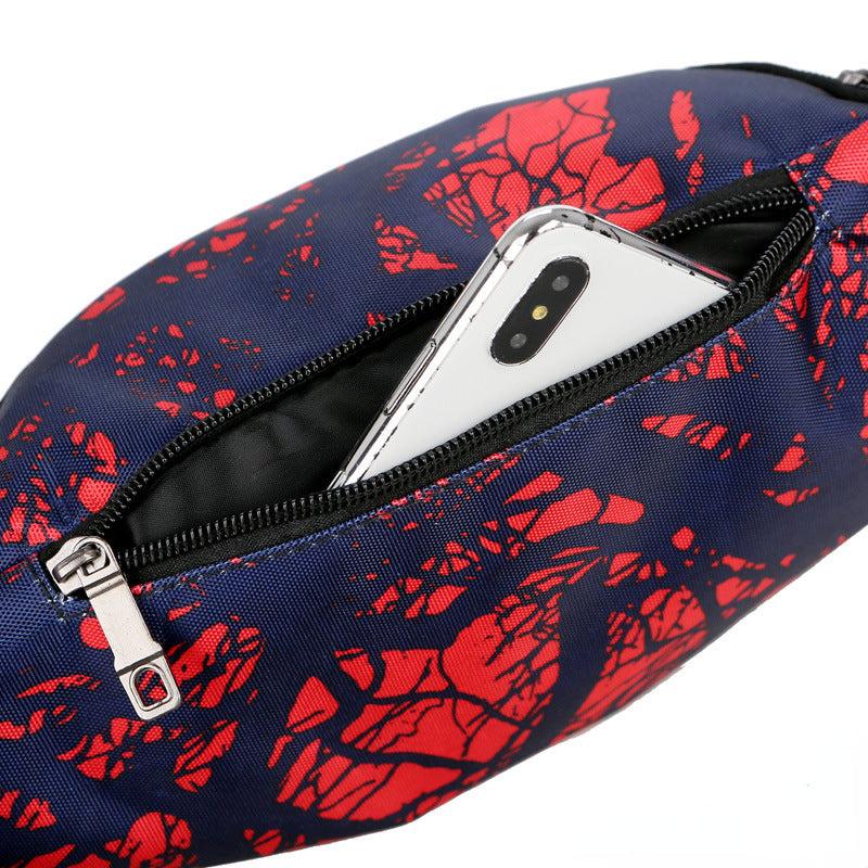 Print Durable Chest Bag Zipper Waist Pack Nylon Crossbody Bag