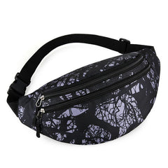 Print Durable Chest Bag Zipper Waist Pack Nylon Crossbody Bag