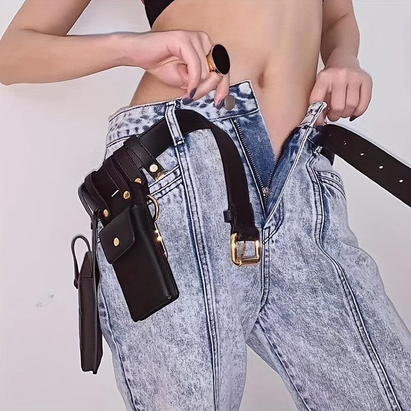 Vintage Double Pocket Belt Bag Gothic Y2K Waist Bag Women's Stylish