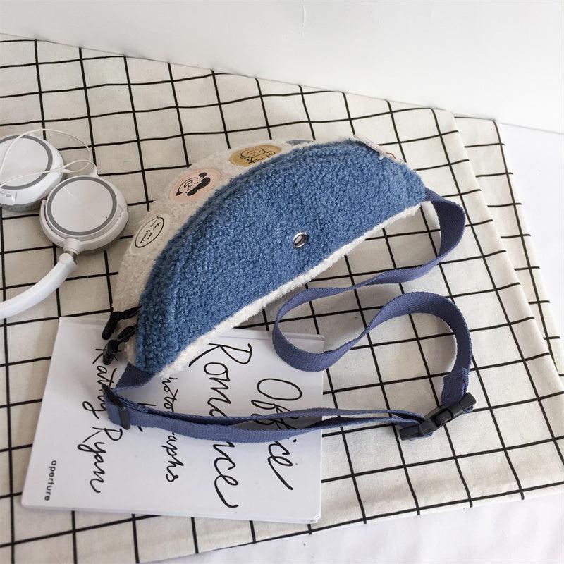 Women's Cartoon Patched Plush Messenger Waist Bag