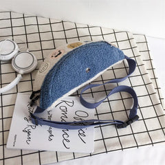 Women's Cartoon Patched Plush Messenger Waist Bag