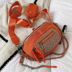Rhinestone Crescent Crossbody Bag Women's Chest Bag