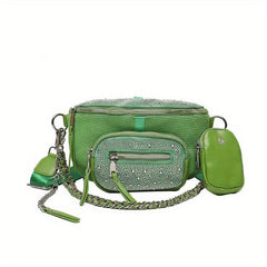 Rhinestone Crescent Crossbody Bag Women's Chest Bag